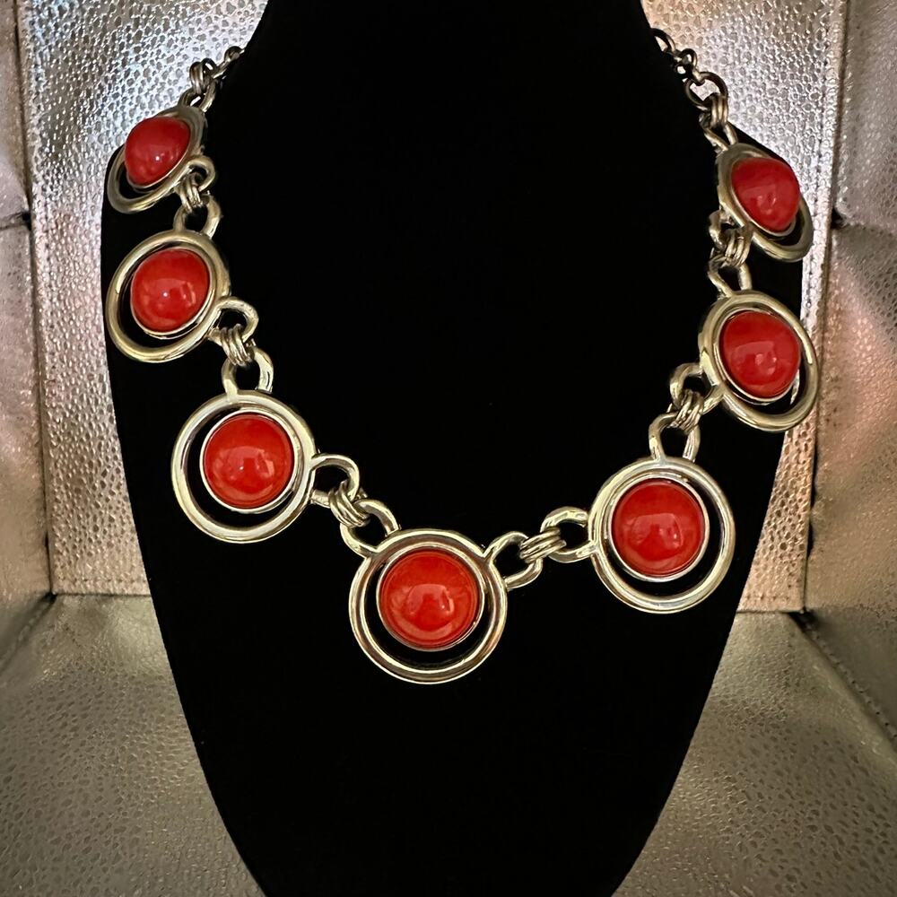 White House Black Market necklace red silver
